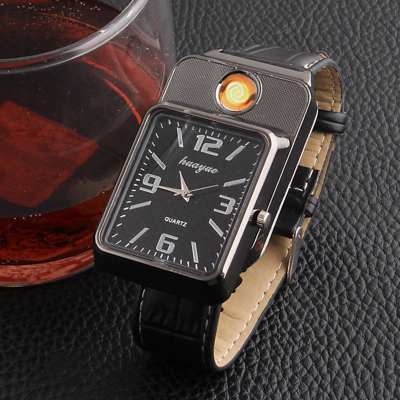 Metal electric lighter watch