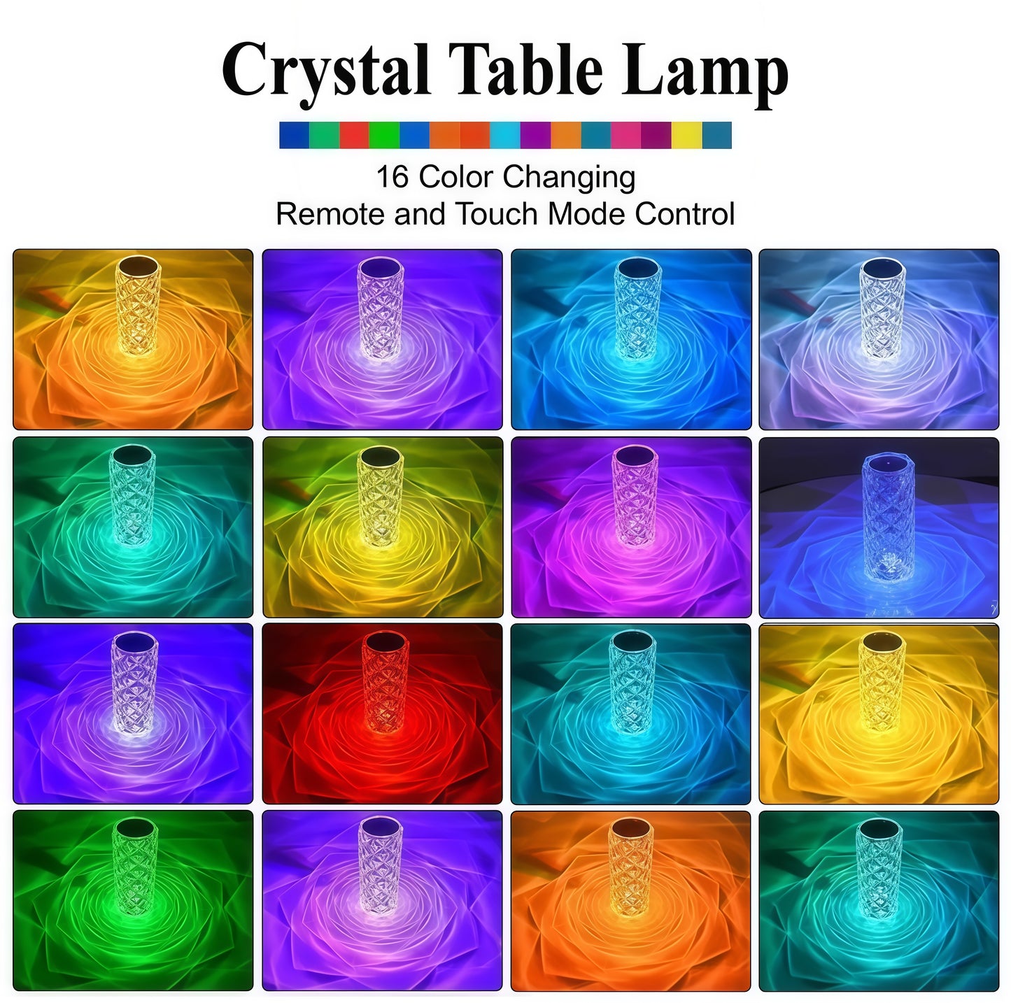 16 Colour LED Crystal Table Diamond lamp