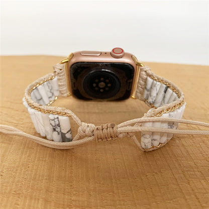Fashion Natural White Pine Stone Woven Watch Band