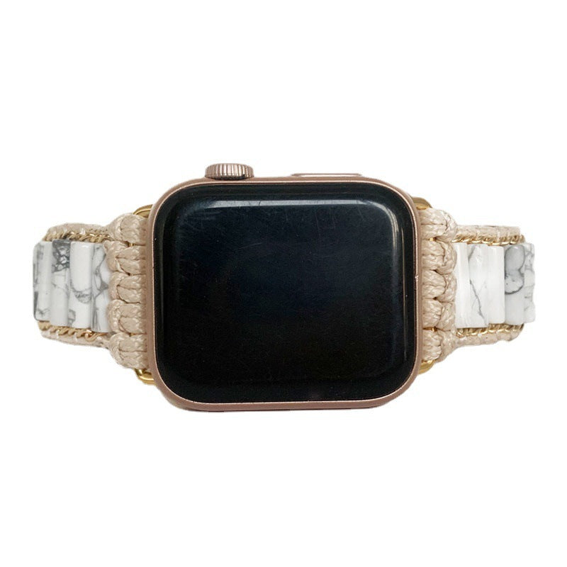 Fashion Natural White Pine Stone Woven Watch Band